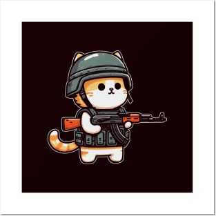 cute soldier cat Posters and Art